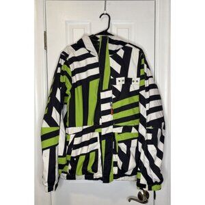 Burton Mens DryRide Poacher Jacket Green Black White Stripes Small- Read